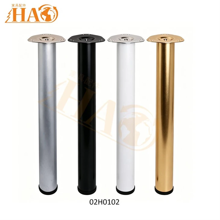 02H0102 Height Adjustable Round Steel Table Leg, Multi Finish Metal Furniture Leg For DIY Furniture factory