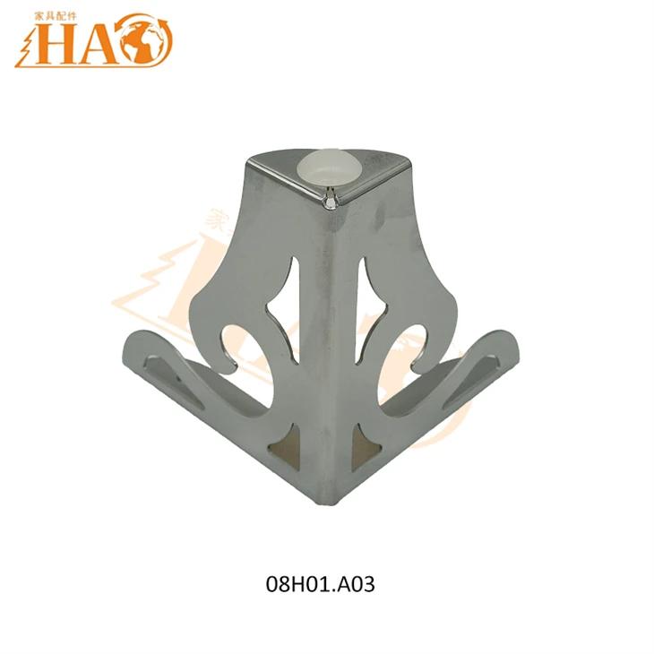 08H01.A03 Decorative Flower Shape Sofa Legs 1.2mm /1.5mm Die Cast Steel Triangle Base Furniture Feet