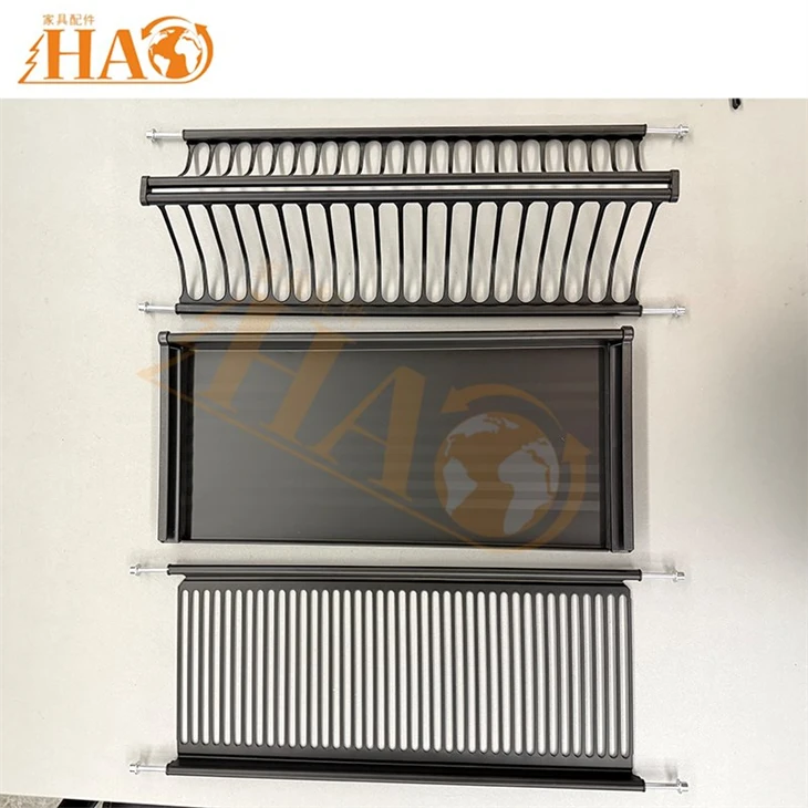 14H05173B 2 Tier Folding Stainless Steel Dish Rack, Pull Out Kitchen Cabinet Dish Drain Rack For 450-1000mm Cabinet