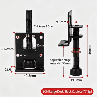 Side-Mount Adjustable Furniture Legs Support Feet For Cabinets, Wardrobes, Tables, Chairs